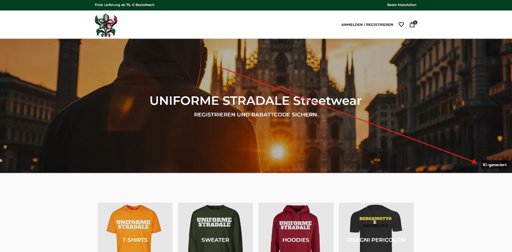 KI-Label auf einem als Sektions-Hintergrund eingebundenen Bild