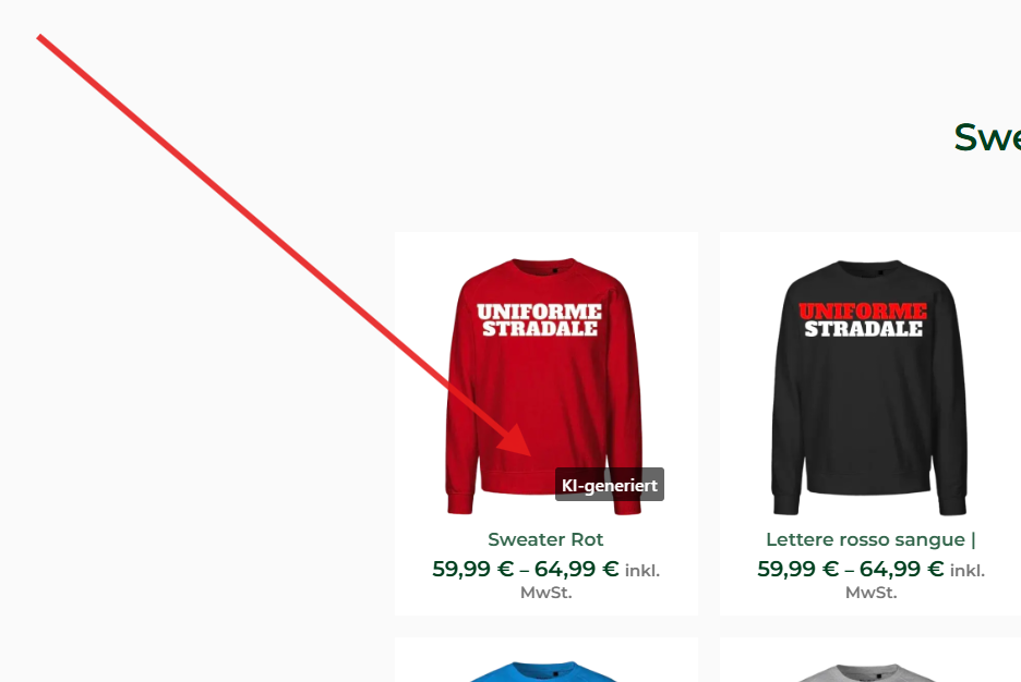 KI-Label auf WooCommerce-Produktbildern in der Shop-Übersicht
